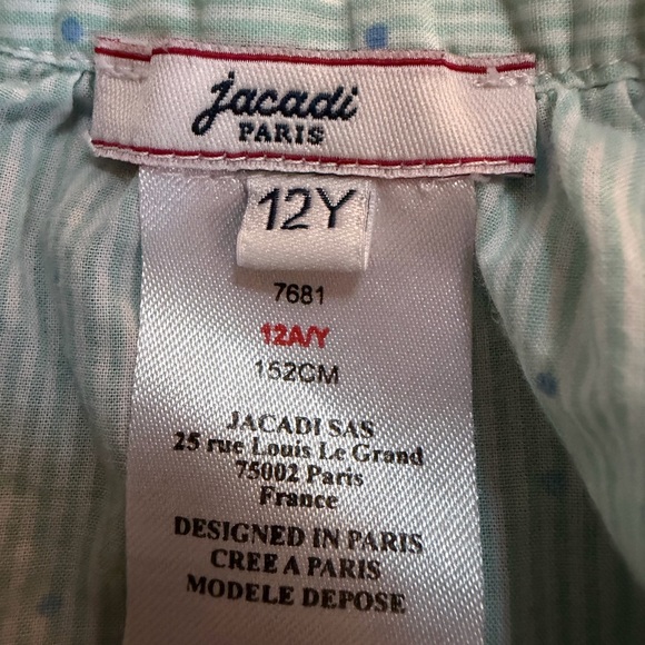 Jacadi Paris Girls Blouse Size 12Y Light Blue Polka Dot Long Sleeve Top - Picture 3 of 3